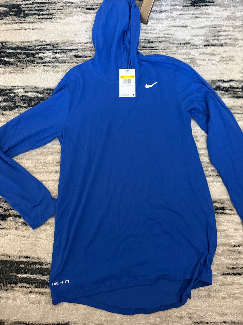 Nike Men’s Dri-FIT Long Sleeve Hoodie Tee Size Small Blue